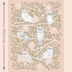 Snowy Owl Quilt Panel in Shell