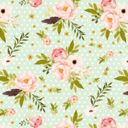 Bunny's Garden on Polka Dots in Soft Moss