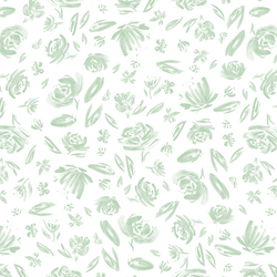 Spring Flowers in Mint on White