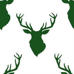 Deer Silhouette in Wintergreen on White