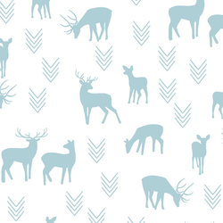 Deer Silhouette in Powder Blue on White