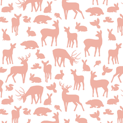 Forest Friends in Peony on White