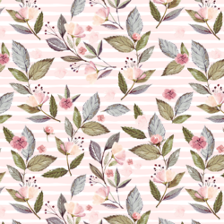 Tossed Floral on Stripes in Soft Blush