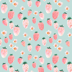 Strawberry Blossom in Soft Aqua