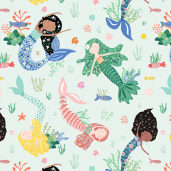 Mermaids and Friends in Aqua Sea