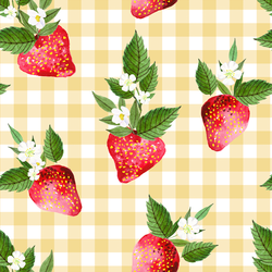Large Strawberries in Afternoon Sunshine Gingham