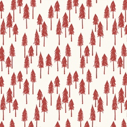 Pine Hill in Red on Cream