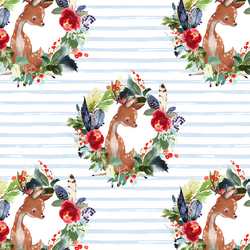 Small Boho Winter Deer in Frost Blue Stripe