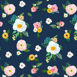 Large Spring Blossoms in Navy