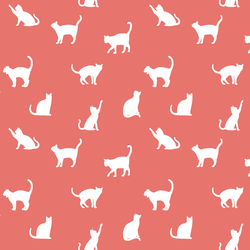 Cat Silhouette in Living Coral