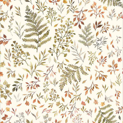 Autumn Ferns and Leaves in Cream