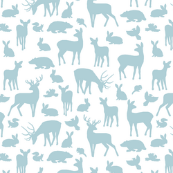 Forest Friends in Powder Blue on White
