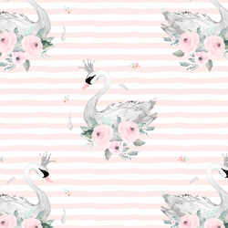 Blush Swans in Soft Blush Stripes