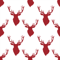 Small Deer Silhouette in Berry Red on White