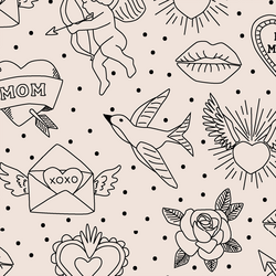 Large Vintage Linework in Ivory Blush