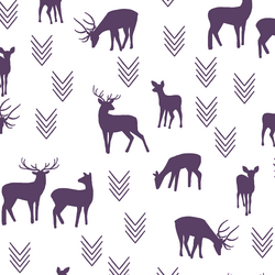 Deer Silhouette in Aubergine on White