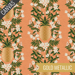 Pineapple Stripe Canvas in Peach Metallic Unbleached