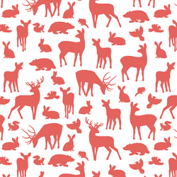 Forest Friends in Salmon on White