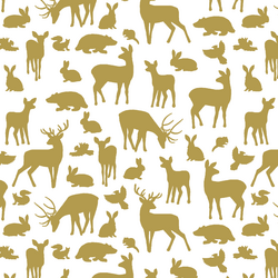Forest Friends in Gold on White