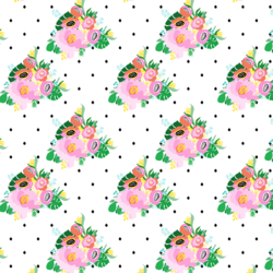 Island Florals in Black Dot
