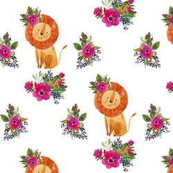 Floral Lion in White