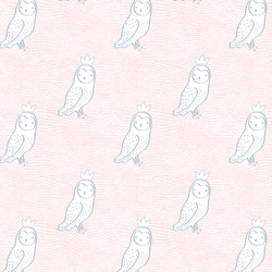 Small Crowned Owl in Sweet Pink and Cashmere Blue
