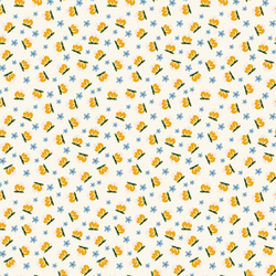 Yellow and Blue Florals in Ivory