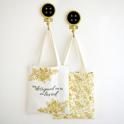 The Dreamer Tote Panel in Onyx and Gold