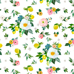 Large Lemon Blossoms in White