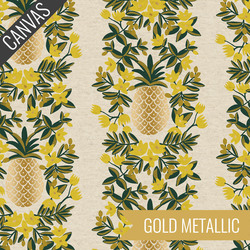 Pineapple Stripe Canvas in Cream Metallic Unbleached