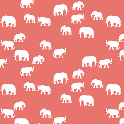 Elephant Silhouette in Living Coral