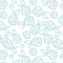Tea Roses in Hydrangea Blue on White