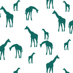 Giraffe Silhouette in Emerald on White
