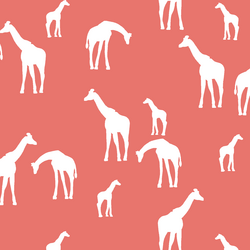 Giraffe Silhouette in Living Coral