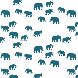 Elephant Silhouette in Topaz on White