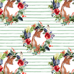 Small Boho Winter Deer in Spearmint Stripe