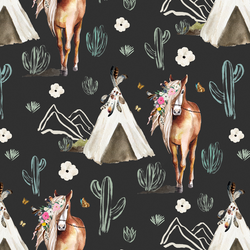 Floral Horse in Light Black