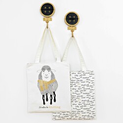 The Knitter Tote Panel in Onyx and Gold