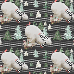 Small Napping Bear in White Winter Dots on Onyx