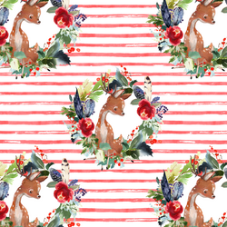 Small Boho Winter Deer in Peppermint Stripe