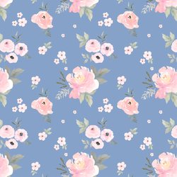 Small Sweet Blush Roses in Cornflower