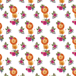 Small Floral Lion in White