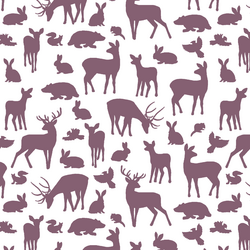 Forest Friends in Mulberry on White