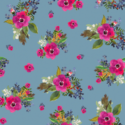 Jungle Floral in Blue Mist