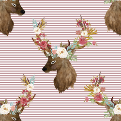 Autumn Deer in Antique Rose Stripes