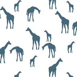Giraffe Silhouette in Lake on White