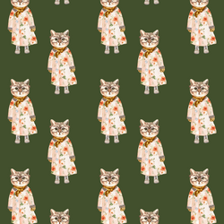 Little Miss Kitty in Olive Green