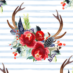 Boho Winter Horns in Frost Blue Stripe