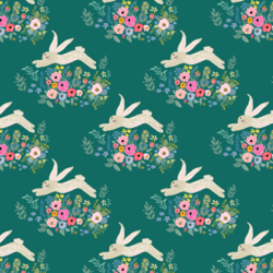 Little Bunny and Blooms in Emerald