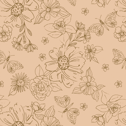 Big Sketched Florals in Peach